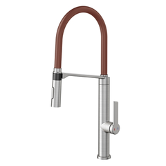 MONOCOMANDO DOC INOX ESCOVADO COM MANGUEIRA NA COR CORTEN.