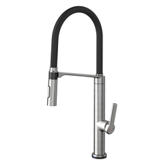 MONOCOMANDO DOC TECH INOX ESCOVADO COM MANGUEIRA NA COR PRETA