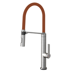 MONOCOMANDO DOC TECH INOX ESCOVADO COM MANGUEIRA NA COR CORTEN