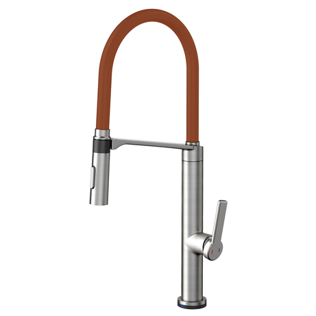 MONOCOMANDO DOC TECH INOX ESCOVADO COM MANGUEIRA NA COR CORTEN METAIS