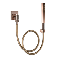 DUCHA MANUAL SQUARE COM JOELHO 90 EM COBRE POLIDO