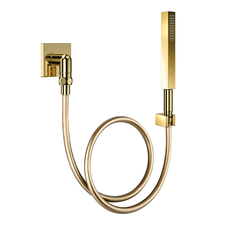 90018347043 Ducha Manual Square Com Joelho 90 em Ouro Polido
