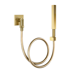 DUCHA MANUAL SQUARE COM JOELHO 90 EM OURO ESCOVADO