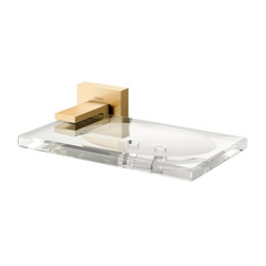 SABONETEIRA ACRILICA DE PAREDE SQUARE OURO ESCOVADO