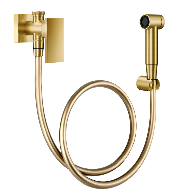DUCHA HIGIENICA COM REGISTRO E DERIVACAO NEW EDGE OURO ESCOVADO